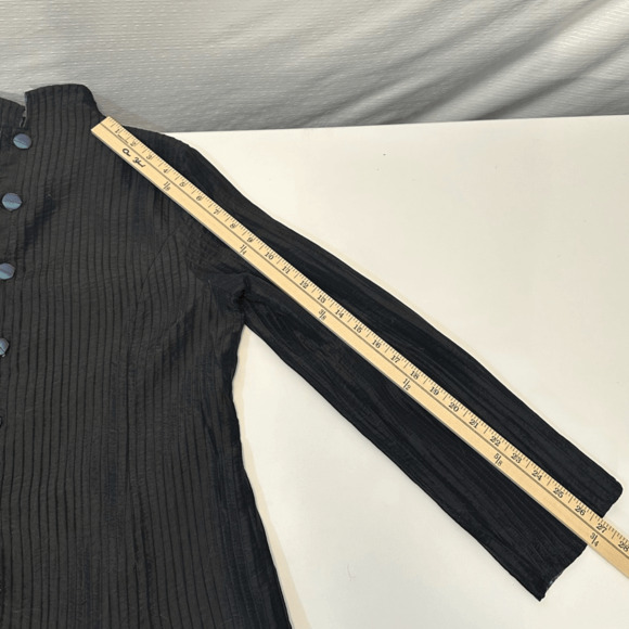 Vintage 80s Women’s Pleats Reversible Jacket Iridescent Green Black Asian Style - Picture 9 of 10